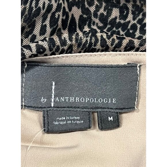 Anthropologie Top Blouse Medium Animal Square Neck Puff Short Sleeve Ruched New - Picture 6 of 9